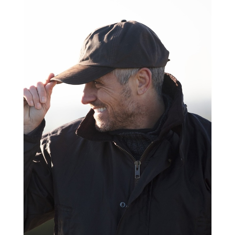 Made in UK Wax Stallington Baseball Cap with Suede Leather Peak One Size Brown